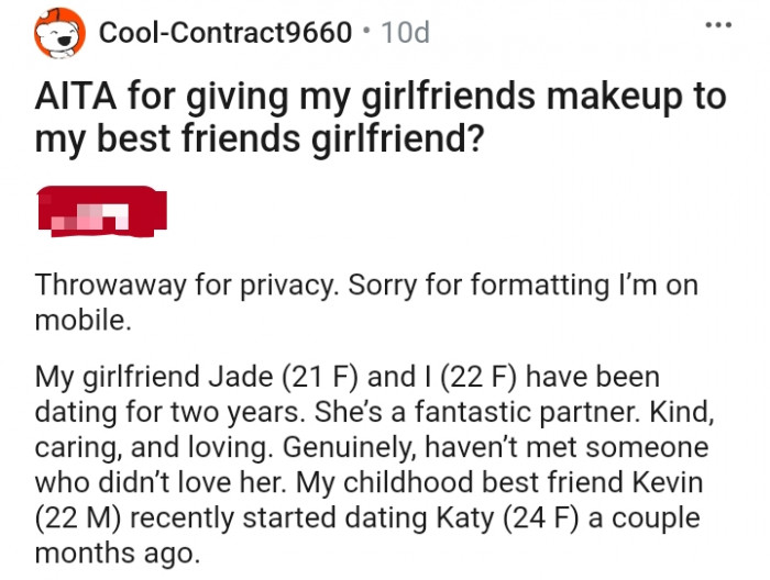 The OP has been dating her fantastic partner for two years