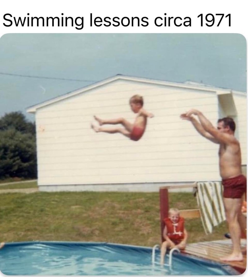 Because nothing says 'learn to swim' like being catapulted into the deep end