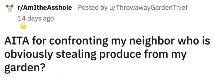 With only her suspicions as evidence, OP confronted her neighbor about the missing  produce from her garden