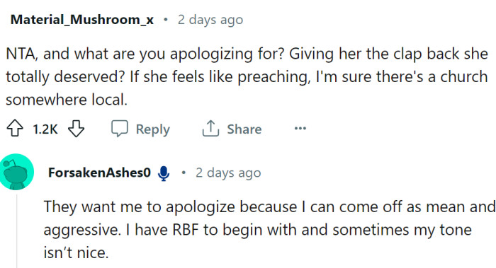 What does OP have to apologize for?