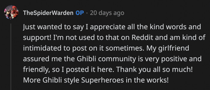 OP thanked all the Redditors who liked his Ghibli-styled superheroes and promised to draw more in the future which we cannot wait to see!