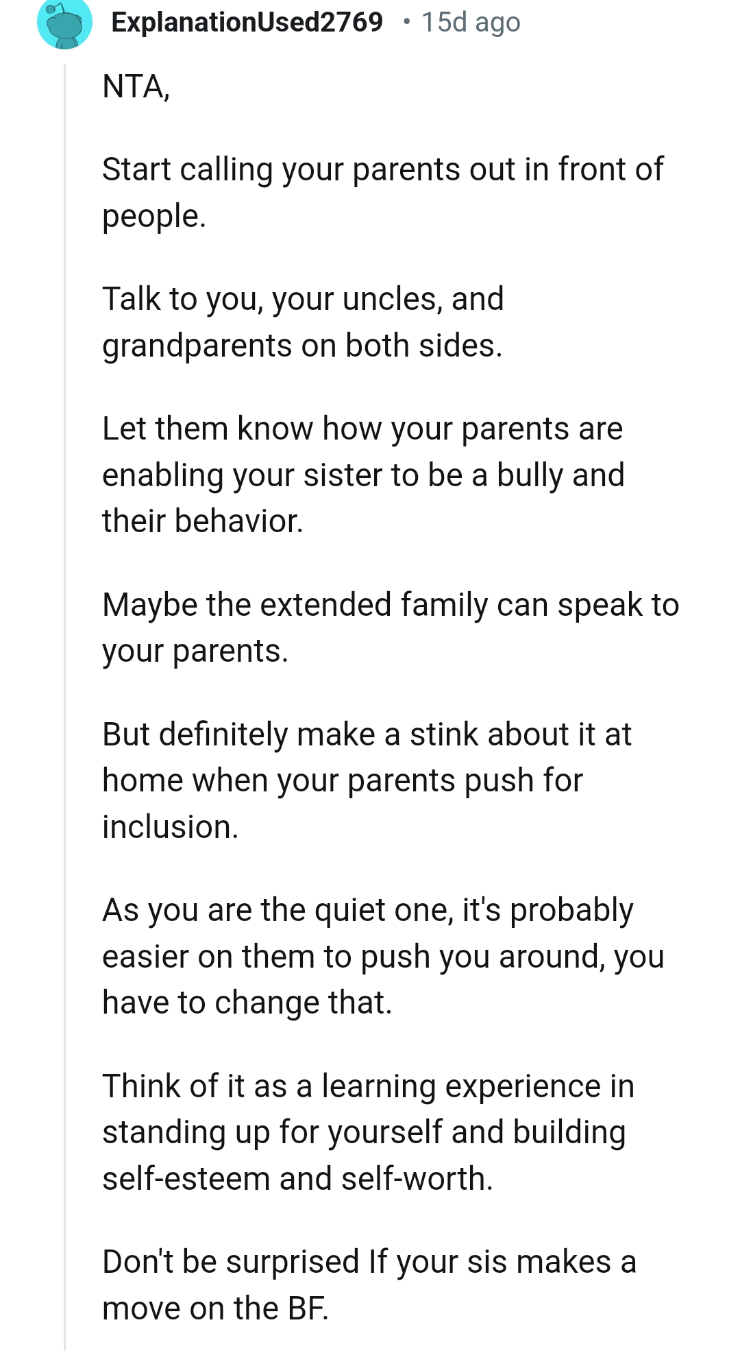 The extended family can speak to them