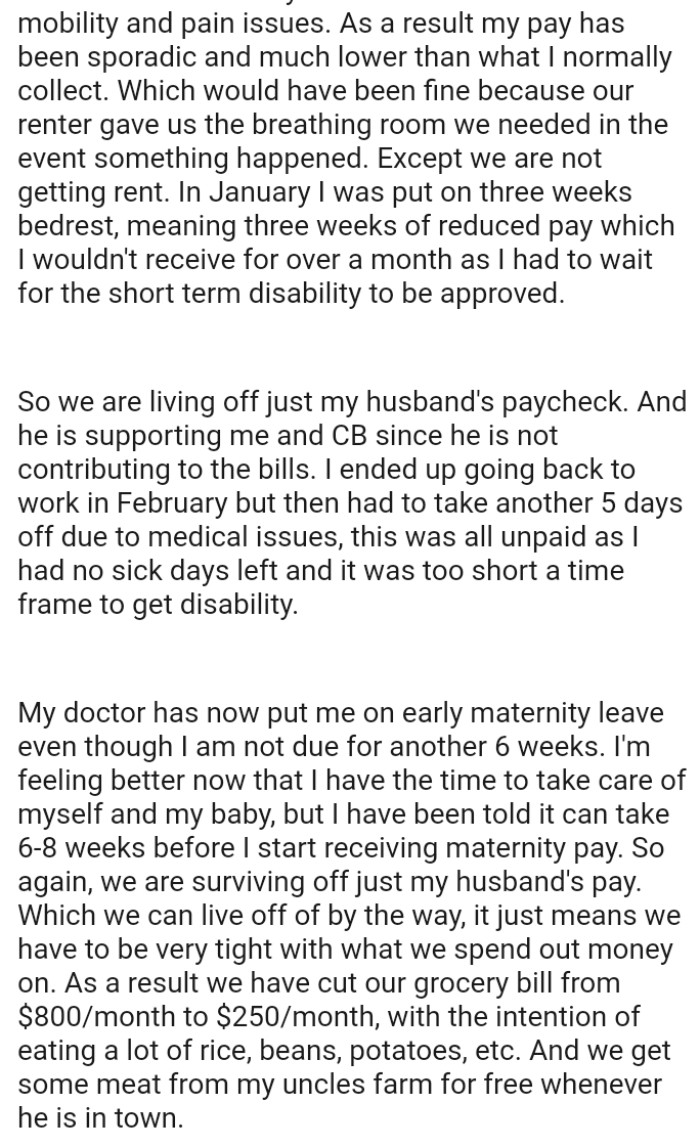 They are living off just the OP's husband's paycheck
