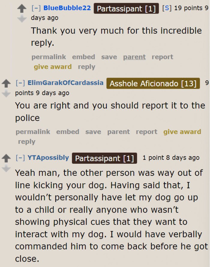 A Redditor believes that allowing one's dog to approach a kid isn't always a good idea.