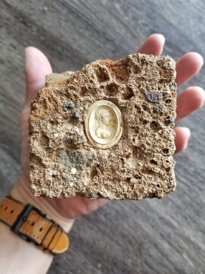33. My Grandpa Dug Up This Roman Cameo Looking Thing In His Garden In Northern Italy 12 Or So Years Ago, Any Idea What It Could Be? More Info In Comments
