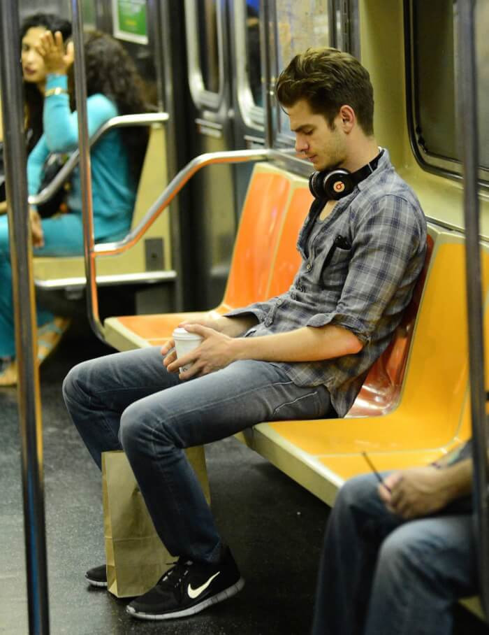 3. Andrew Garfield sighted in a public transport