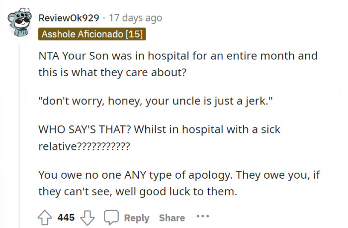 Their level of priority is just messed up. OP doesn’t owe them any type of apology–if anything, they owe OP.