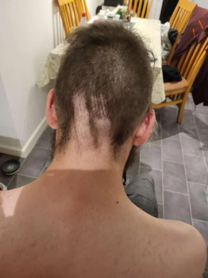 1. My girlfriend was helping cut my hair, she was doing a fantastic job until I heard a gasp