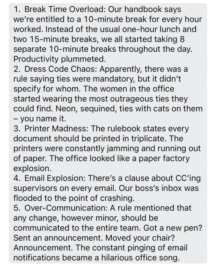 Redditor and his colleagues use their outdated company handbook to