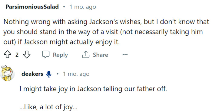 Maybe Jackson would enjoy telling his father off