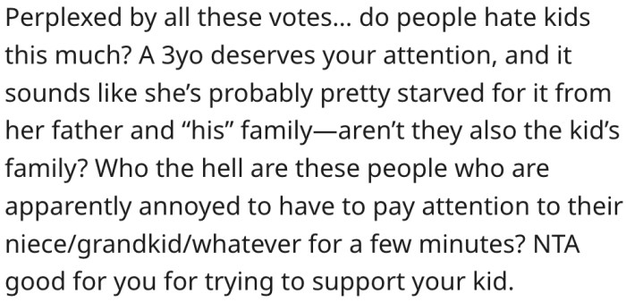 2. It seems her daughter isn't getting enough attention from her husband.