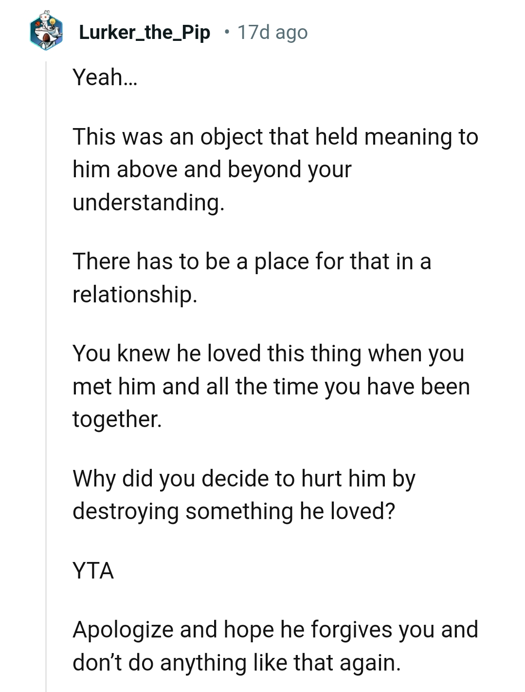 There has to be a place for that in a relationship