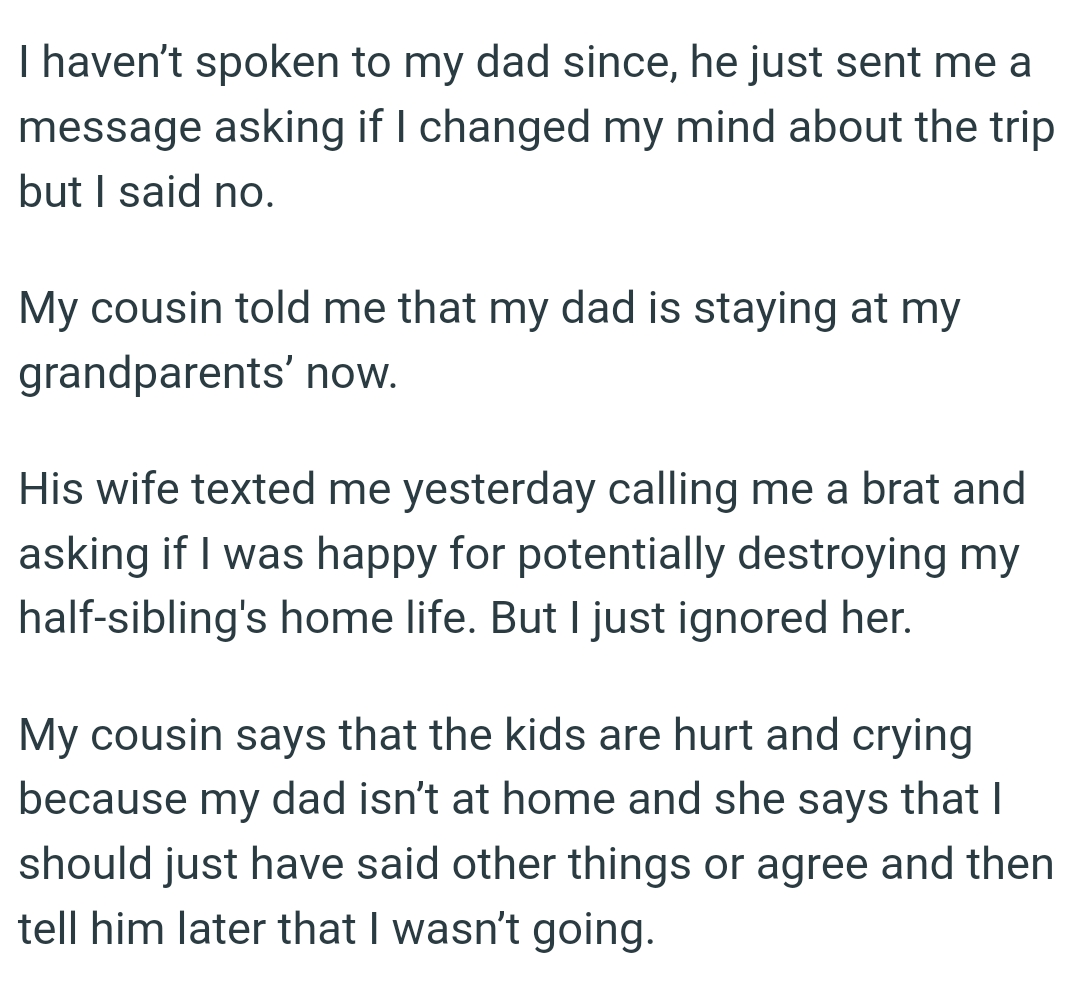 OP's stepmom asked if he was happy for potentially destroying his half sibling's home