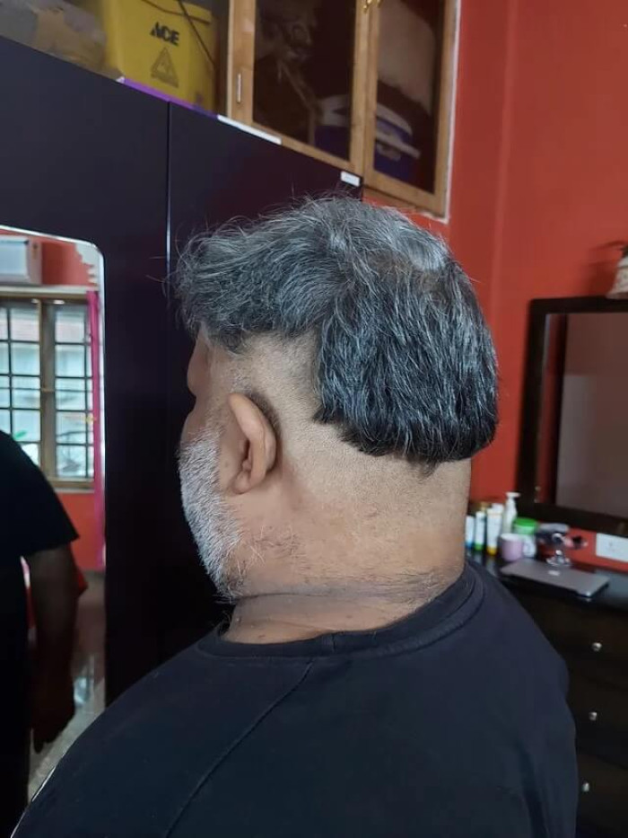 3. My mother took up a haircutting course 9 years ago. With just little practice she confidently lured my brother in for a haircut. This is the result