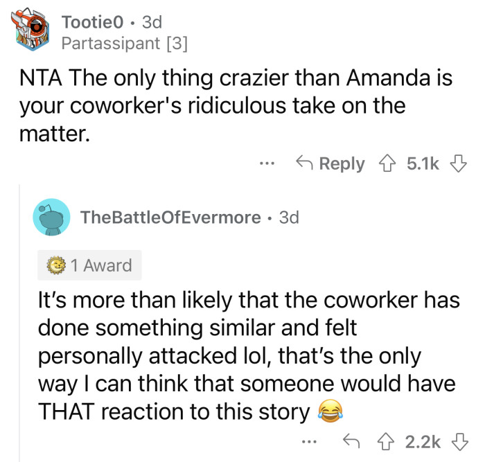 Amanda and the co-worker would probably get along.