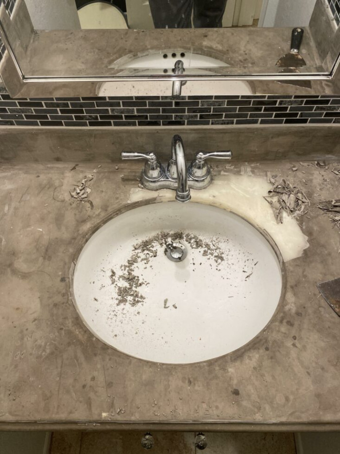 9. Please, do not cover you bathroom counter in cement. This has homeowner written all over it.