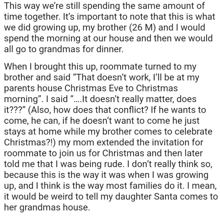 Woman Taken Aback Brother's Roommate Interferance In Her Christmas ...