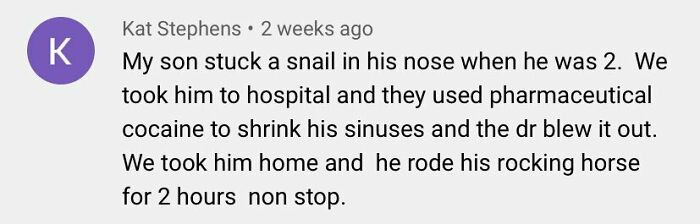 3. That's one way to turbocharge your toddler, just add a snail and a dash of medical intervention!