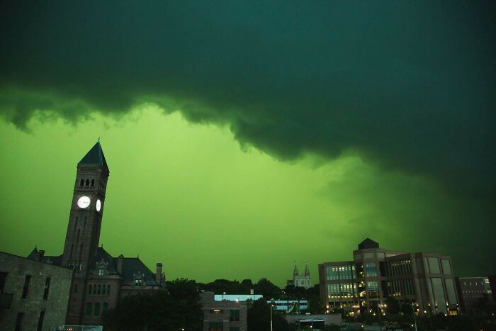 34. During the massive storm, Sioux Falls, South Dakota, transformed into a lush green landscape, with no need for any filtering.