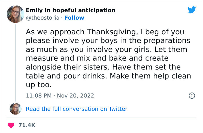 17. Please, get the boys involved