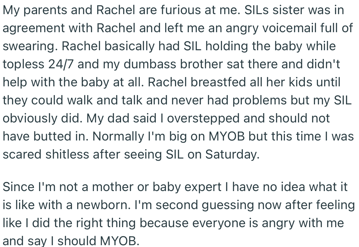 Although SIL’s mental health improved, the family slammed OP for what she did. Apparently, a majority of family members believe she should have minded her business