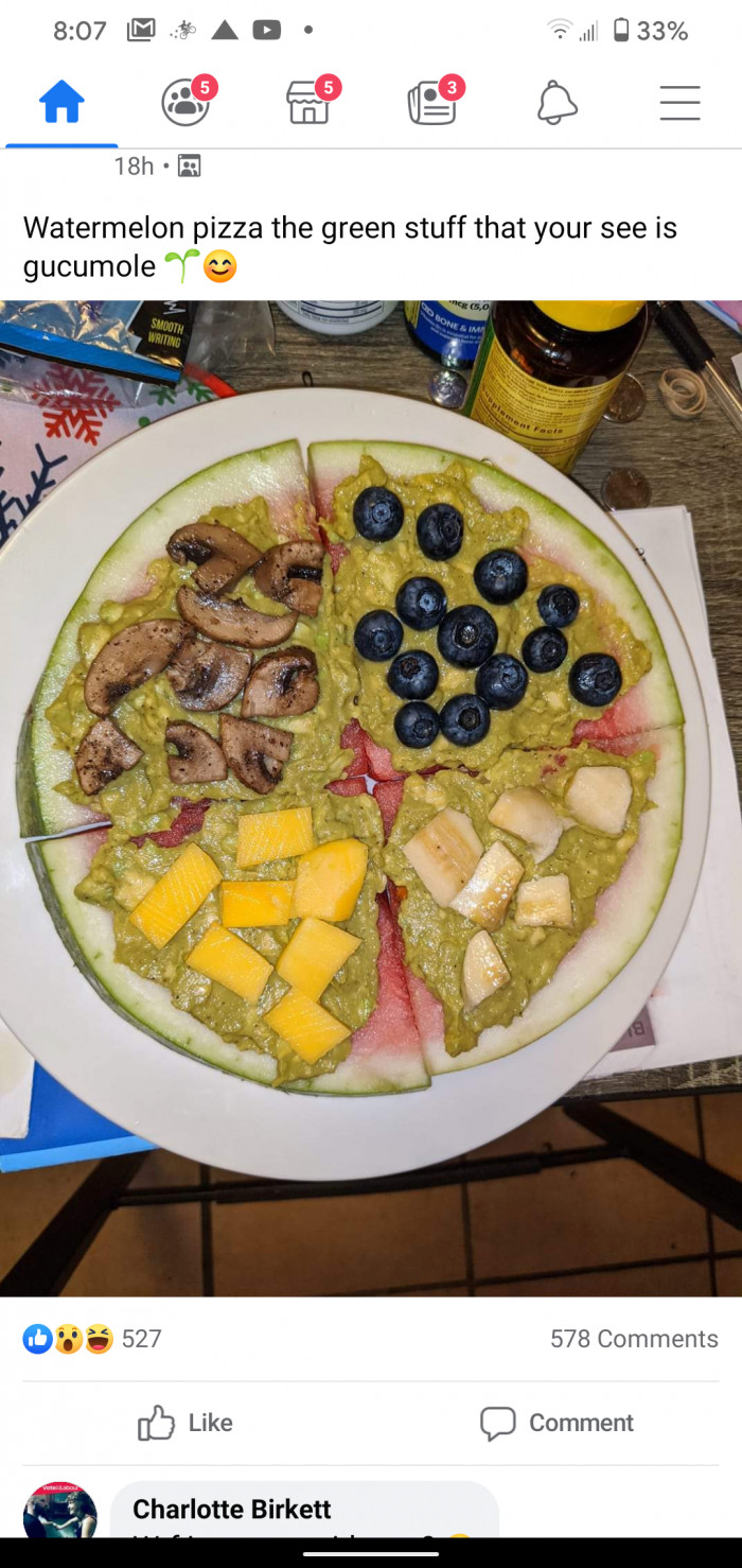 1. You’d think the worst part would be the mushroom with all these fruits but the guacamole takes it to a whole new low