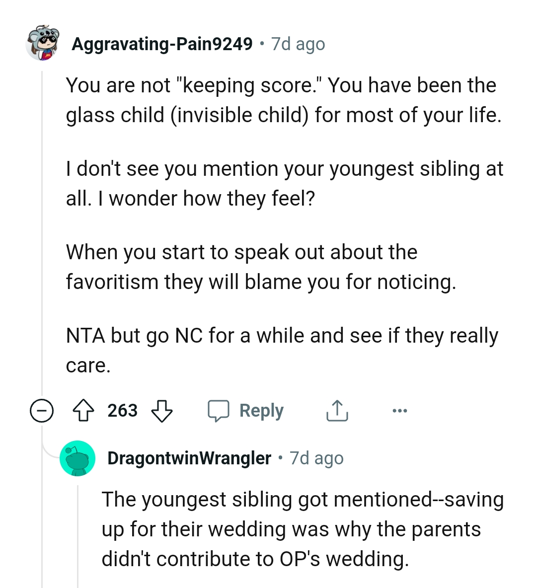 The OP didn't mention the younger sibling at all