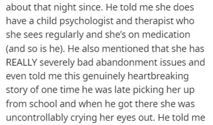 The sister sees a psychologist and she's on medication, as is the boyfriend