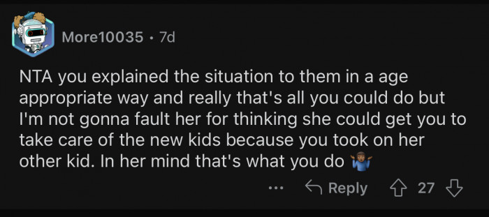 The ex's logic is extremely flawed.