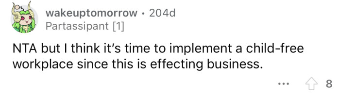 Perhaps it's time for a child-free workplace.