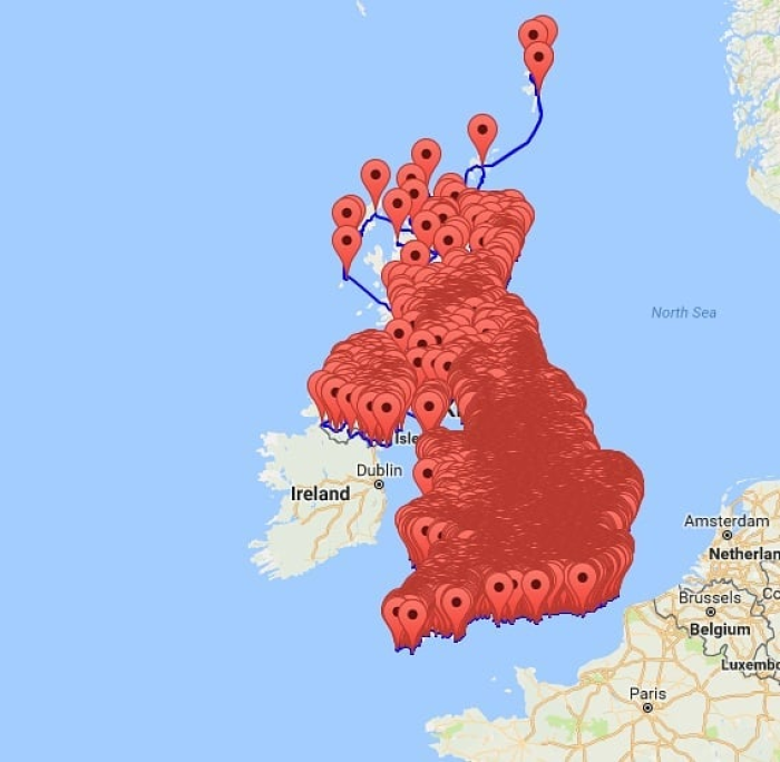 22. For all those in the United Kingdom eagerly anticipating April 12th, here's a comprehensive map showcasing the locations of every pub across the UK.