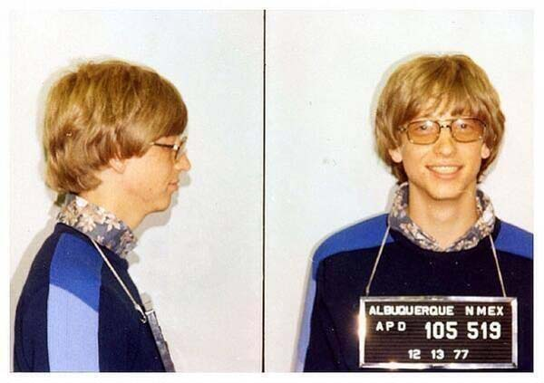 2. Bill Gates’s mugshot for driving without a license (1977).