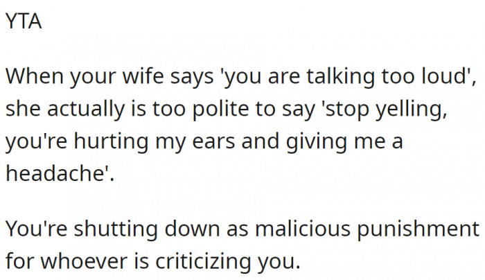 His wife is polite, he should be aware of that, also.