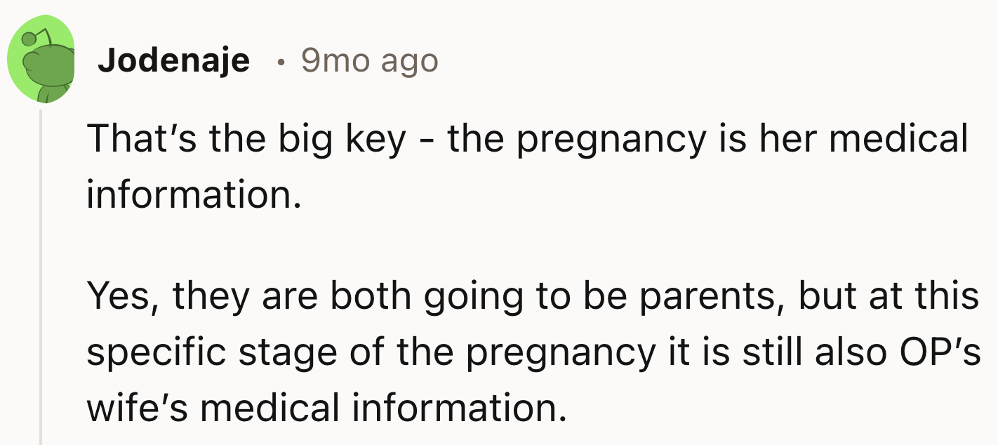 The Pregnancy Is Wife's Medical Information