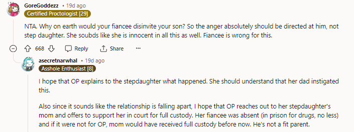If the step-daughter has a mother, why did OP raise her while fiancé was in jail and rehab? Something tells me her mother is not in her life.