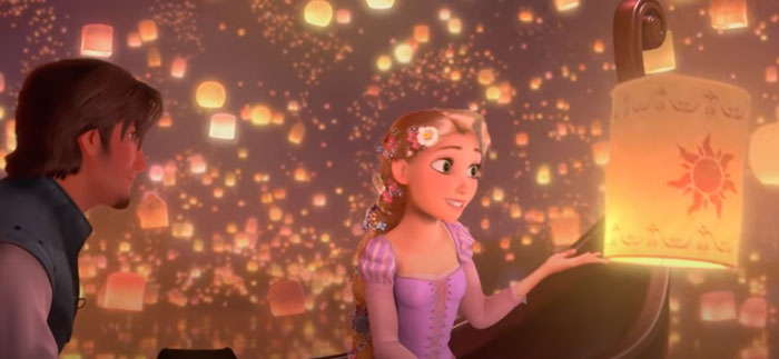 2.  During a festival honoring Rapunzel, the princess unwittingly captured her parents' lantern.