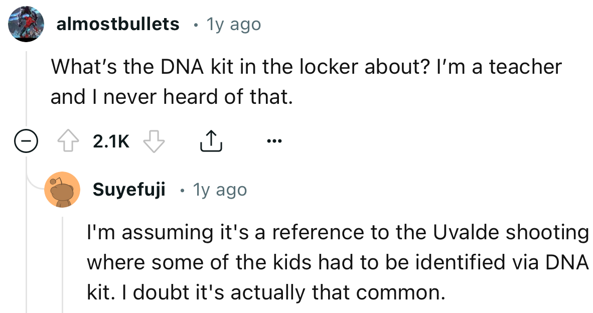 Some more details in case you’re confused about DNA identification kits being in a student’s locker