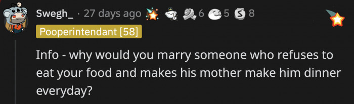 Quickly, Redditors came pouring in to ask OP why she married Mickey in the first place