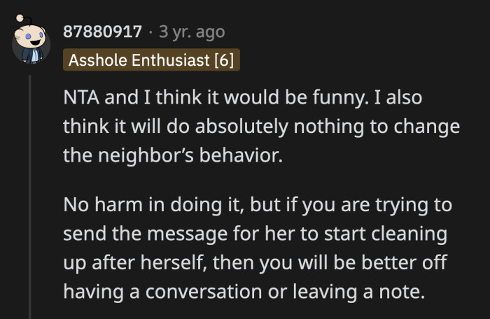 OP can write her neighbor a note to let her know about keeping their shared space rotten pumpkin-free