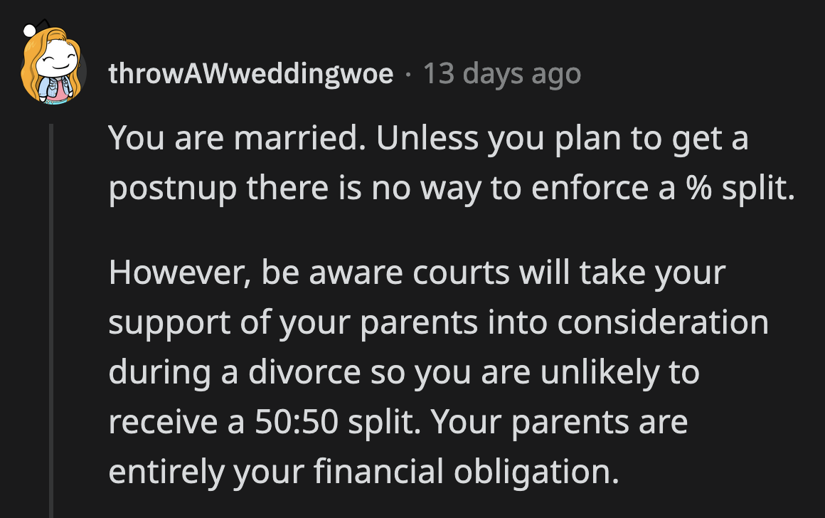 The jarring detail in OP's post is how quantified everything in their marriage is.