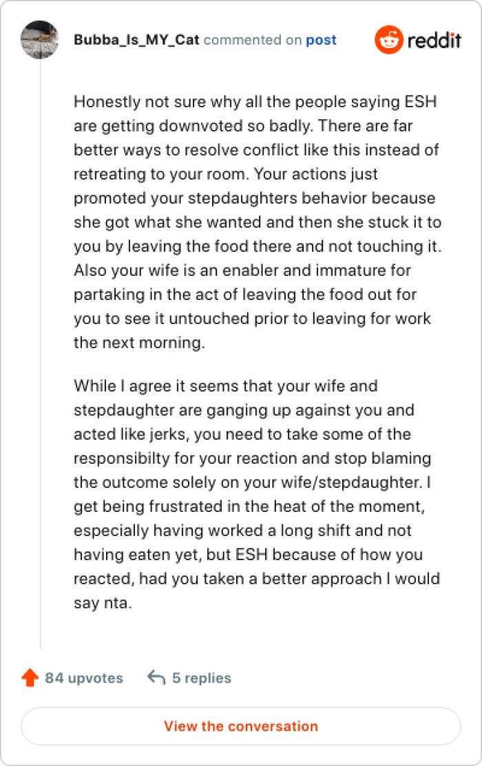 OP's actions just promoted his stepdaughter's behavior