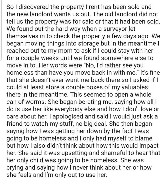 Redditor Makes Innocent Request To Move In With Mom, Only To Be Met ...