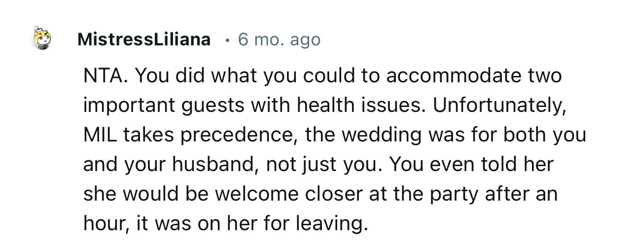 “NTA. You did what you could to accommodate two important guests with health issues.”