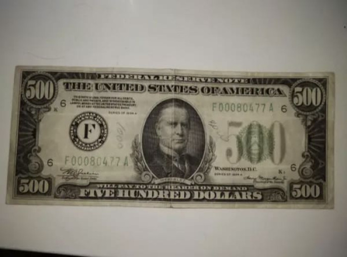 A five hundred dollar bill