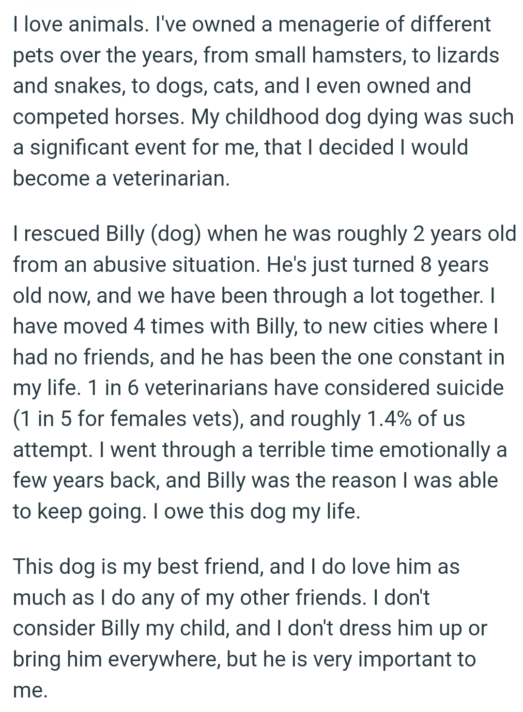 OP's childhood dog dying was such a significant event for her