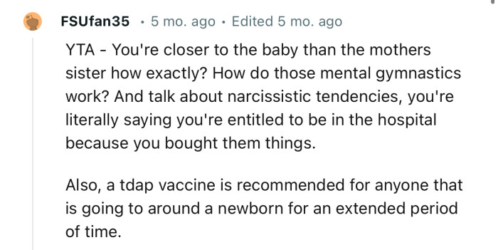 “You’re literally saying you're entitled to be in the hospital because you bought them things.“