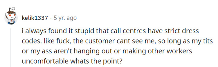 The mystery of call center dress codes: where invisible customers demand a balance between decency and comfort, all behind the soundproof veil.