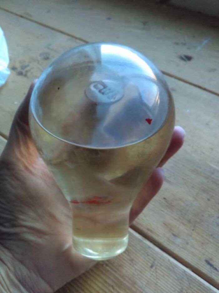 32. Glass Bulb, Filled With Liquid, Metal Disk Floating Inside