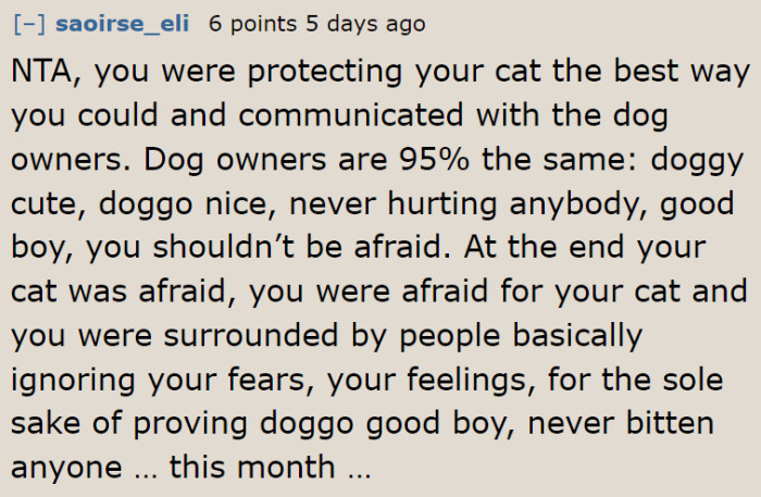 Even if the dogs are friendly, they can still be a threat to a stressed and anxious cat.