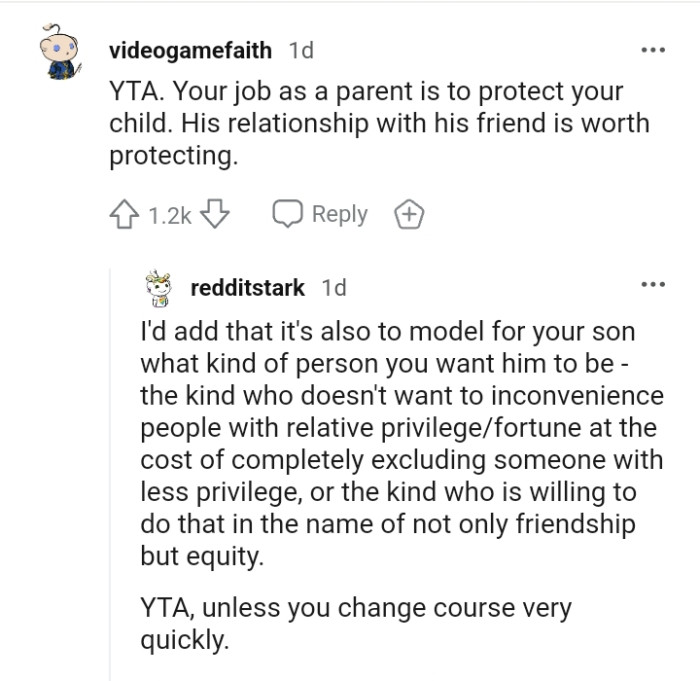 The OP's son just wants to protect the relationship he has with his friend